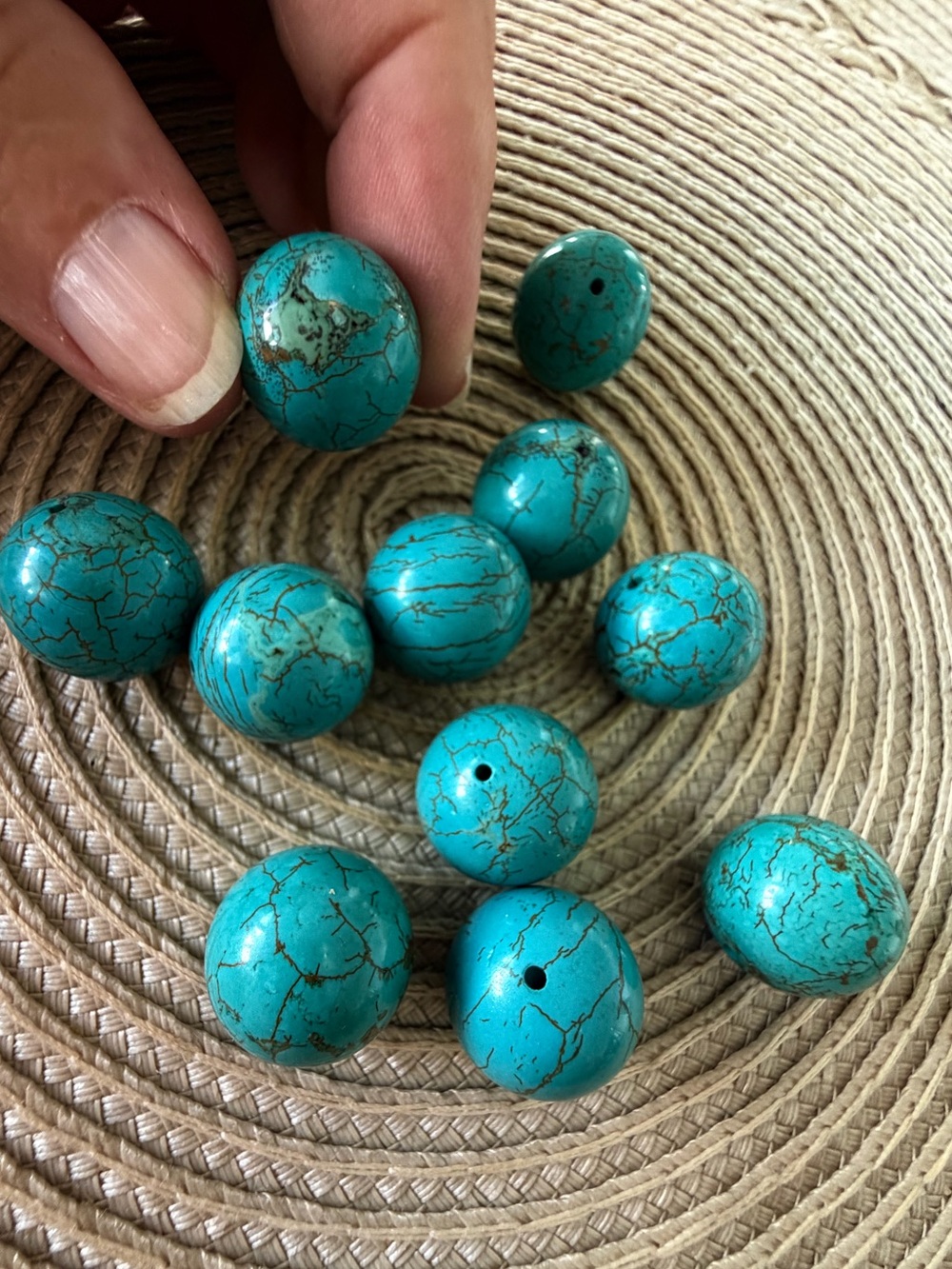11 Large Round Turquoise Howlite Gemstone Beads 17mm for Jewelry Making